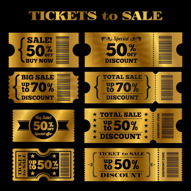 Venta de oro entradas conjunto de vectores. Venta de entradas vectoriales