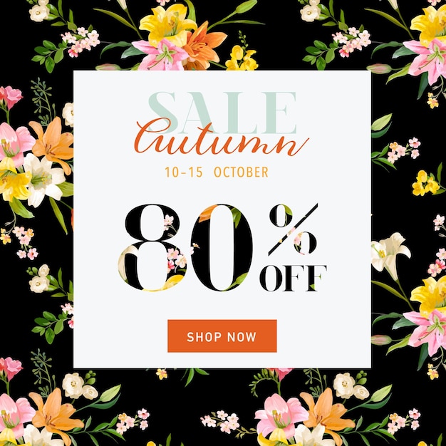 Venta de otoño Hortensia Banner para oferta de descuento