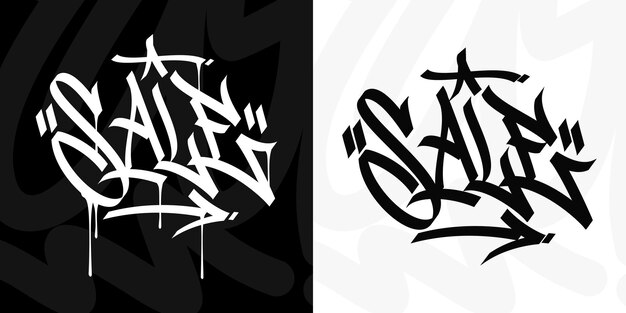 Venta de palabras Resumen Hip Hop urbano Escrito a mano Estilo graffiti Ilustraciones vectoriales