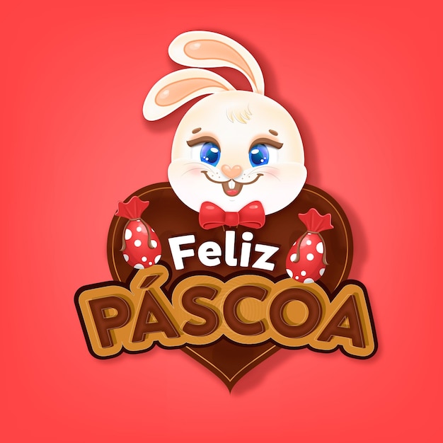 Vector venta de pascua con fondo de conejito de huevos de chocolate vector premium brasil