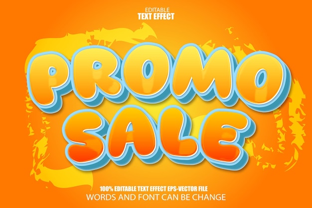 Venta promocional Efecto de texto editable Estilo de dibujos animados