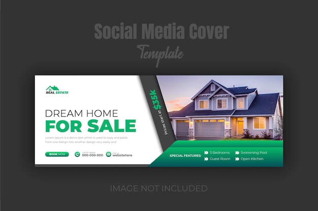 Venta de propiedades inmobiliarias Facebook plantilla de diseño de portada