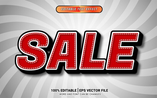 venta de publicidad rojo negro diseño de plantilla de efecto de texto vectorial