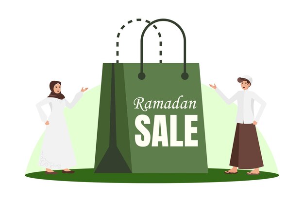 Venta de Ramadán Ilustración vectorial de escenas creativas