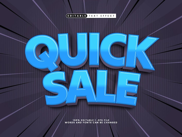 venta rápida efecto de texto editable en estilo de texto de venta y descuento