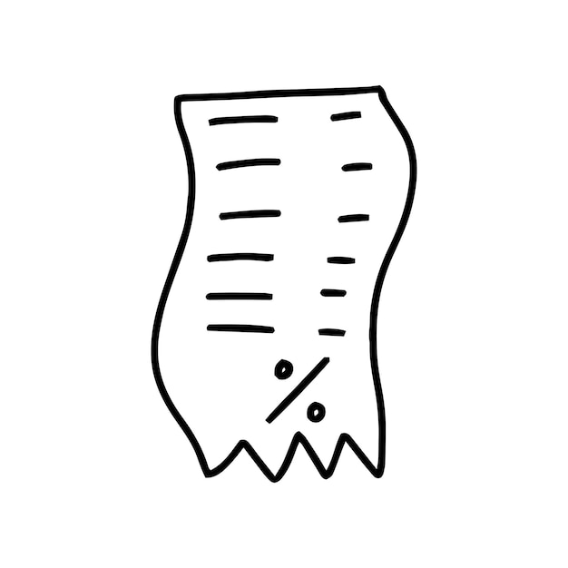 Venta de recibo en estilo doodle Vector aislado en fondo blanco