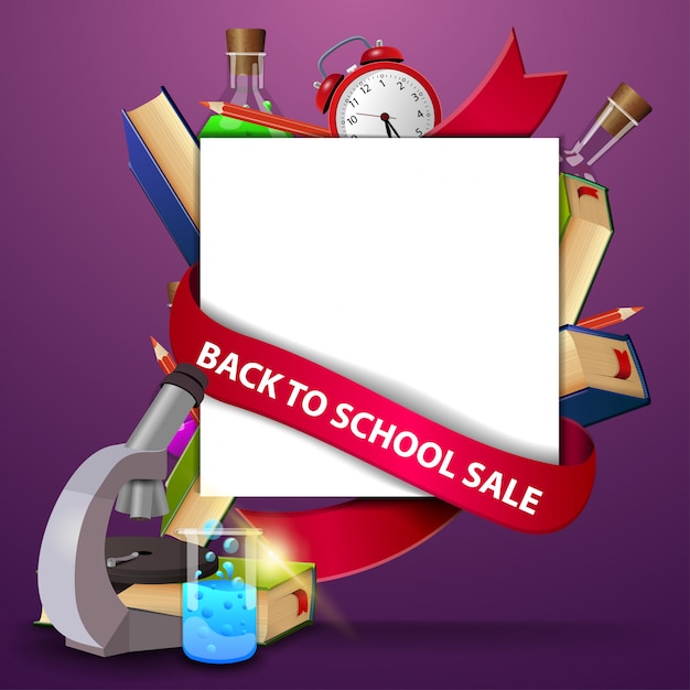 Venta de regreso a la escuela, plantilla de banner web