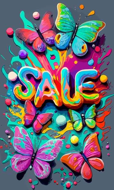 Vector venta de tipografía vectorial con colores poster de fondo
