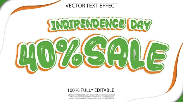 venta vector de efecto de texto 3d agradable feliz día de la independencia de la India fondo texto del día de la Independencia