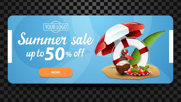 Venta de verano, hasta un 50% de descuento, banner web de descuento para su sitio web