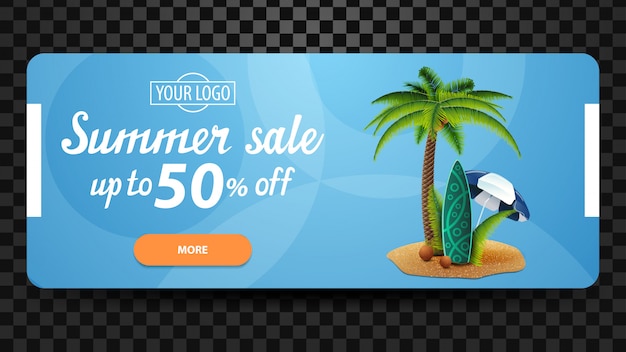 Venta de verano, hasta un 50% de descuento, banner web de descuento para su sitio web