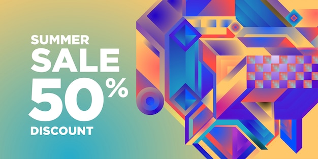 Venta de verano 50% descuento colorido abstracto geométrico Banner