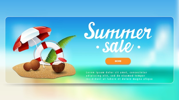 Venta de verano, banner de descuento con botón.