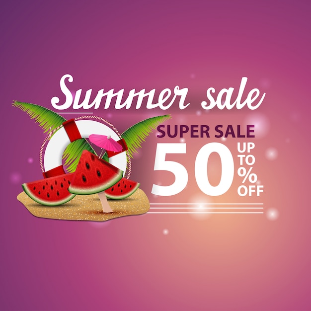 Venta de verano, banner web creativo moderno 3D.