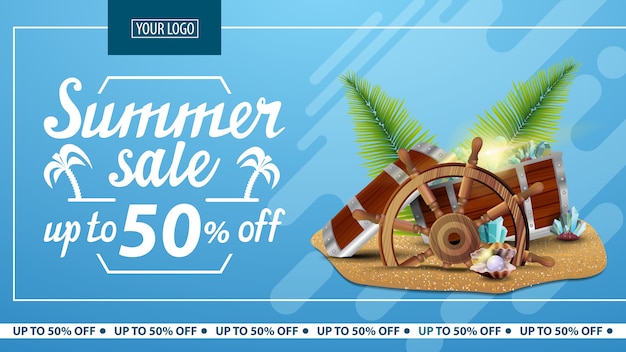 Venta de verano, banner web de descuento horizontal para tu web.