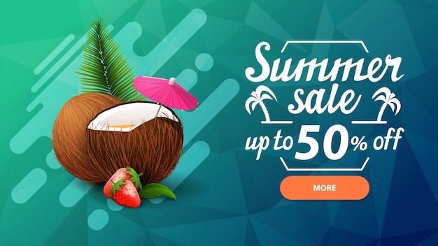 Venta de verano, banner web descuento.