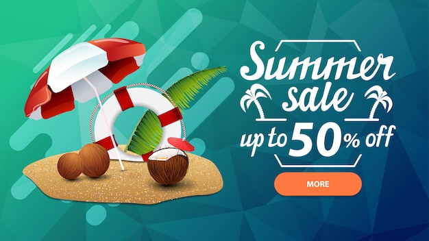 Venta de verano, banner web descuento.