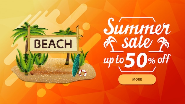 Venta de verano, banner web descuento.