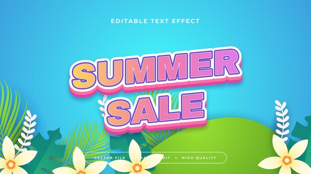 Venta de verano colorido colorido 3d efecto de texto editable estilo de fuente efecto de estilo de texto de verano