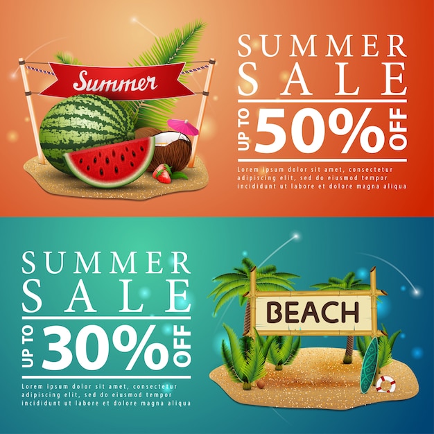 Venta de verano, dos banners de descuento.