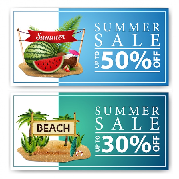 Venta de verano, dos banners web de descuento.