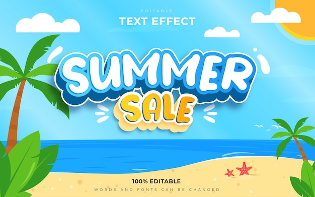 Venta de verano efectos de texto estilo de texto editable