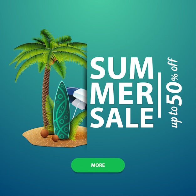 Venta de verano, plantilla de banner cuadrado para su sitio web, publicidad y promociones.
