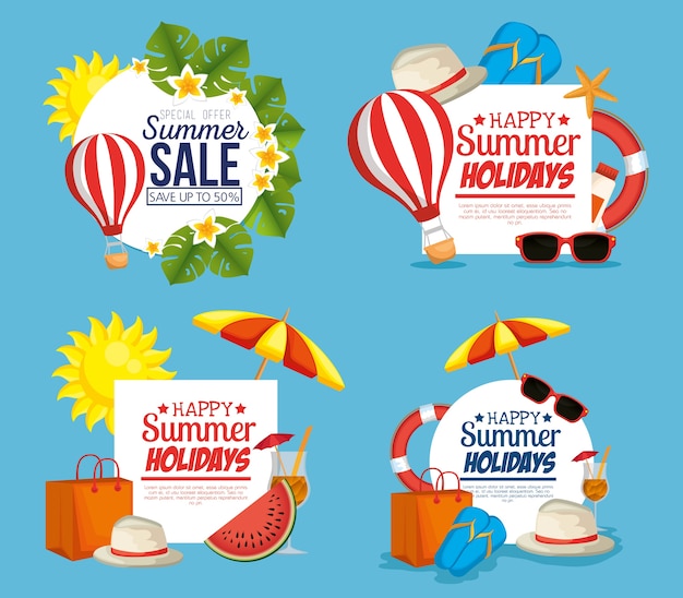 venta de verano set iconos vector ilustración diseño