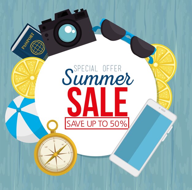 venta de verano set iconos vector ilustración diseño