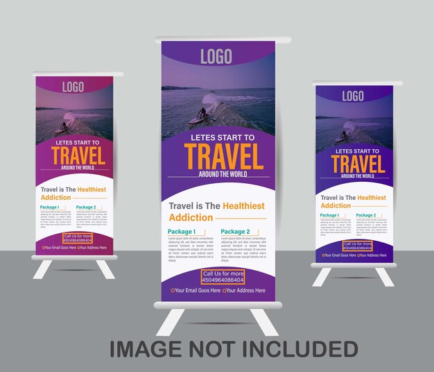 Venta de viajes y excursiones Roll up Banner Standee con un lugar para fotos e información para agencias de viajes