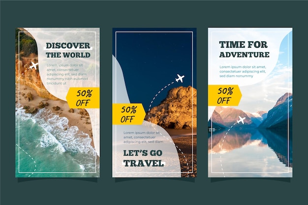 Vector venta de viajes historias de instagram