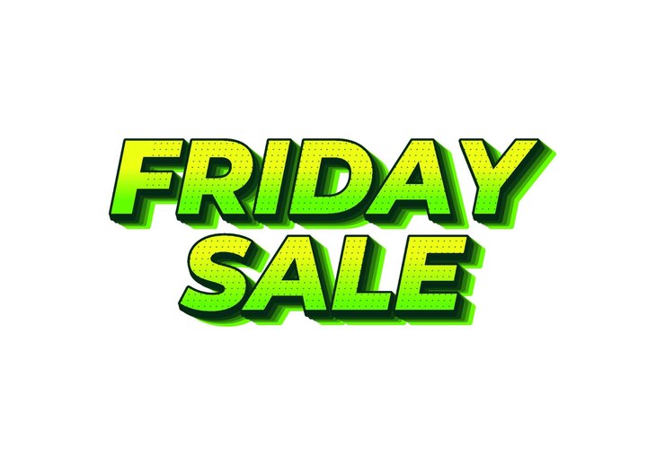 Vector venta de viernes efecto de texto en aspecto 3d con color llamativo.