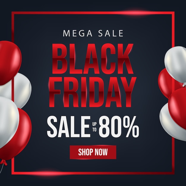 Venta de viernes negro hasta 80% de póster con globos