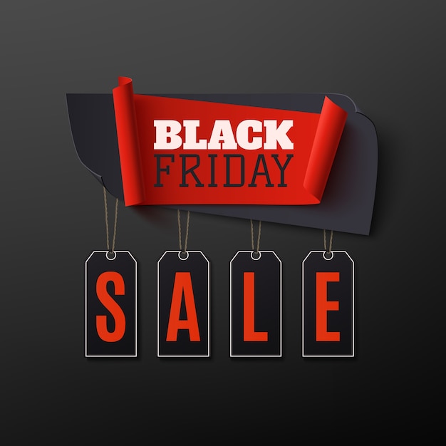 Venta de viernes negro, banner abstracto sobre fondo negro. Plantilla de diseño para folleto, cartel o volante.