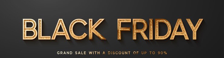 Vector venta de viernes negro. banner, afiche web, logo color dorado sobre fondo oscuro. ilustración vectorial
