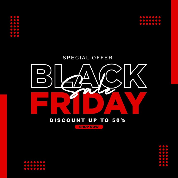 Venta de viernes negro descuento de redes sociales post plantilla roja