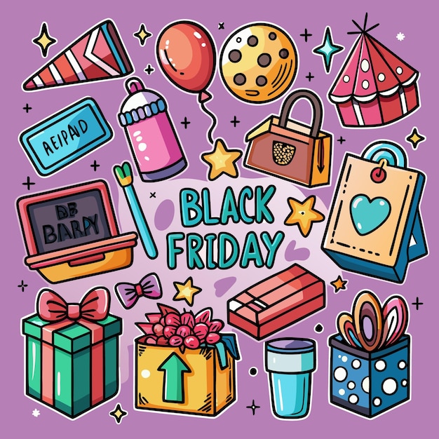 Venta del Viernes Negro Ilustración de dibujos animados