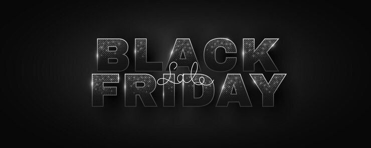 Vector venta de viernes negro portada abstracta pancarta de texto de lujo con letras hechas de plata efecto de medio tono brillante plantilla de promoción de publicidad de moda ilustración vectorial