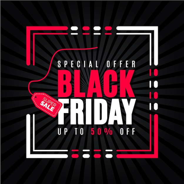 Vector venta del viernes negro en las redes sociales, diseño de banner cuadrado, diseño de fondo del viernes negro