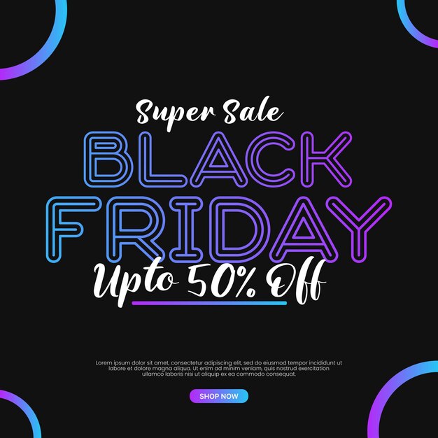 Venta de viernes negro en las redes sociales, post de banner, archivo vectorial de eps, promoción de venta de viernes negro.