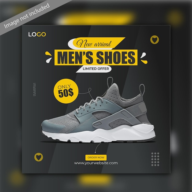 Vector venta de zapatos publicación en redes sociales diseño de plantilla de banner de publicación de instagram