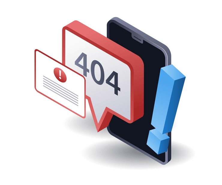Vector ventana de advertencia de error de código 404 ilustración 3d isométrica plana
