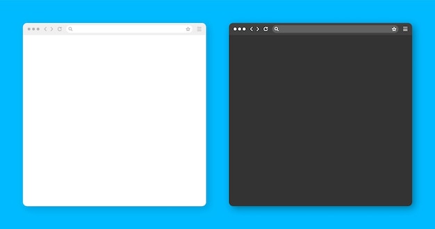 Ventana en blanco del navegador web con barra de herramientas y campo de búsqueda página de Internet de sitio web moderno en estilo plano