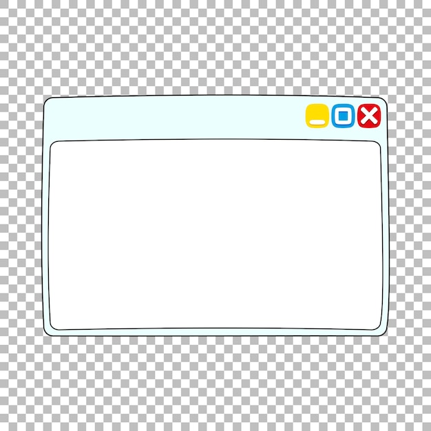 Ventana de computadora de dibujos animados divertidos en un fondo transparente La ventana de la carpeta o el navegador