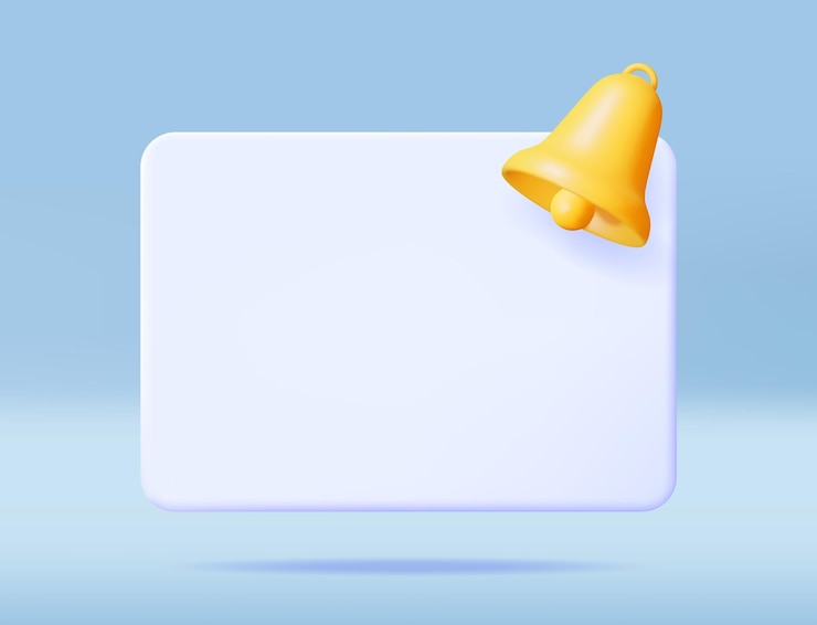Vector ventana emergente de notificación 3d con icono de campana