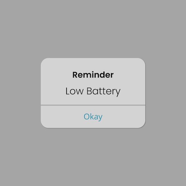 Ventana emergente de vector de pegatina de recordatorio de batería baja vector gratuito