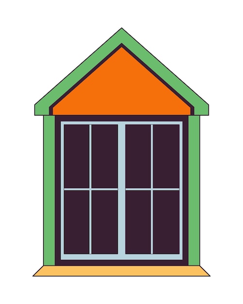 Ventana exterior del ático objeto de dibujos animados lineal 2D