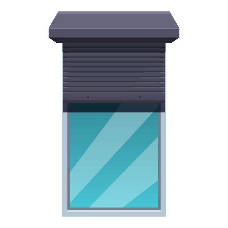 Vector una ventana moderna protegida por una persiana de seguridad