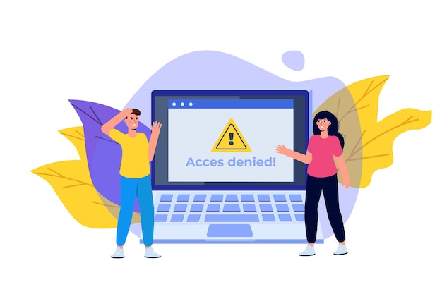 Vector una ventana del navegador con acceso de inicio de sesión denegado un concepto de entrada de contraseña error y entrada al dispositivo informático ilustración vectorial