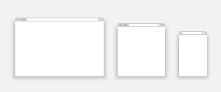 Vector ventana del navegador en su pc, tableta y teléfono móvil.